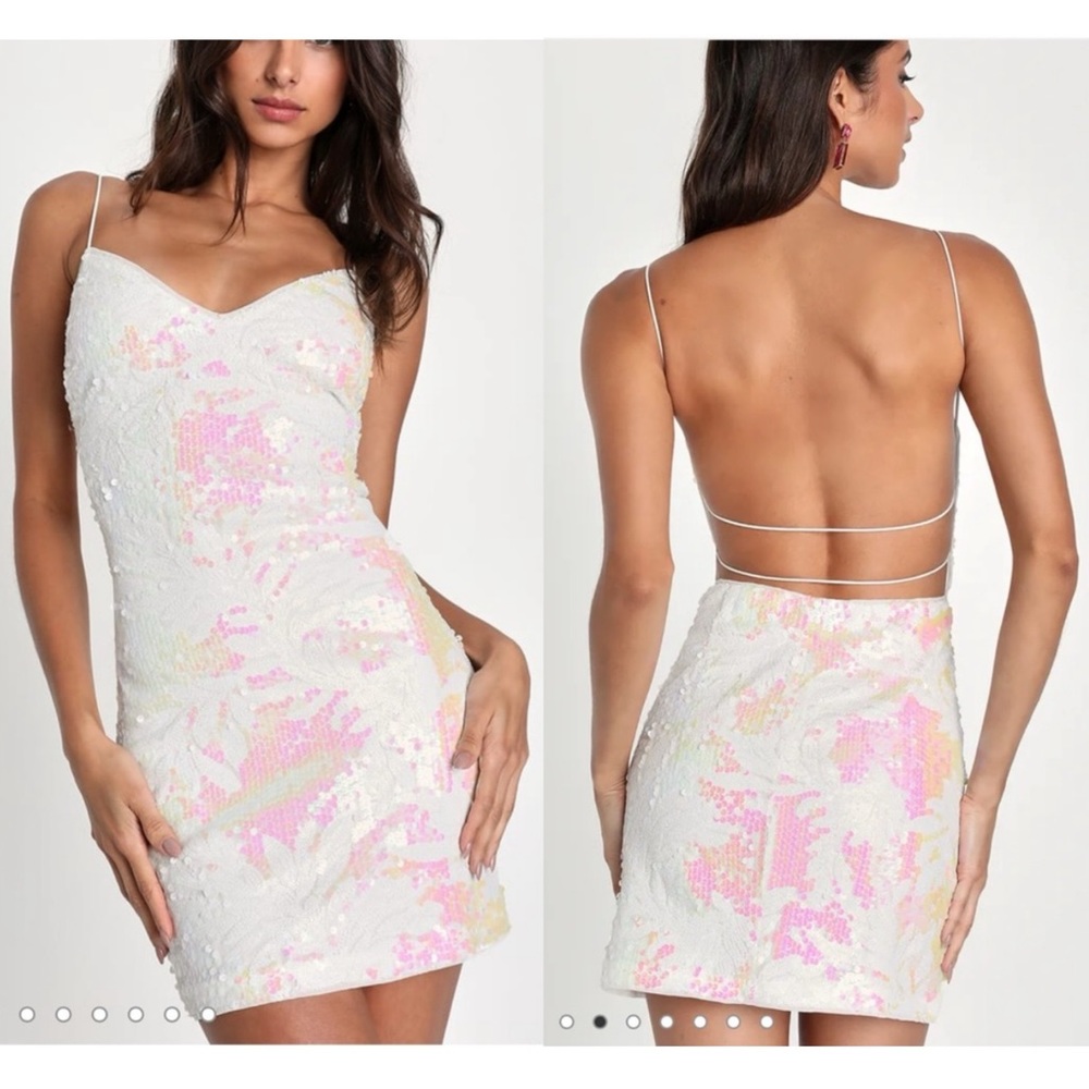 Lulu's White and Pink Sequin Mini Dress - new without tags